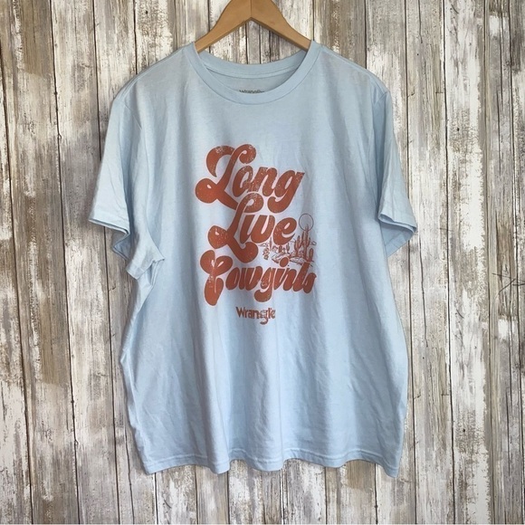Wrangler Long Live Cowgirls Baby Blue Tee - Picture 1 of 3